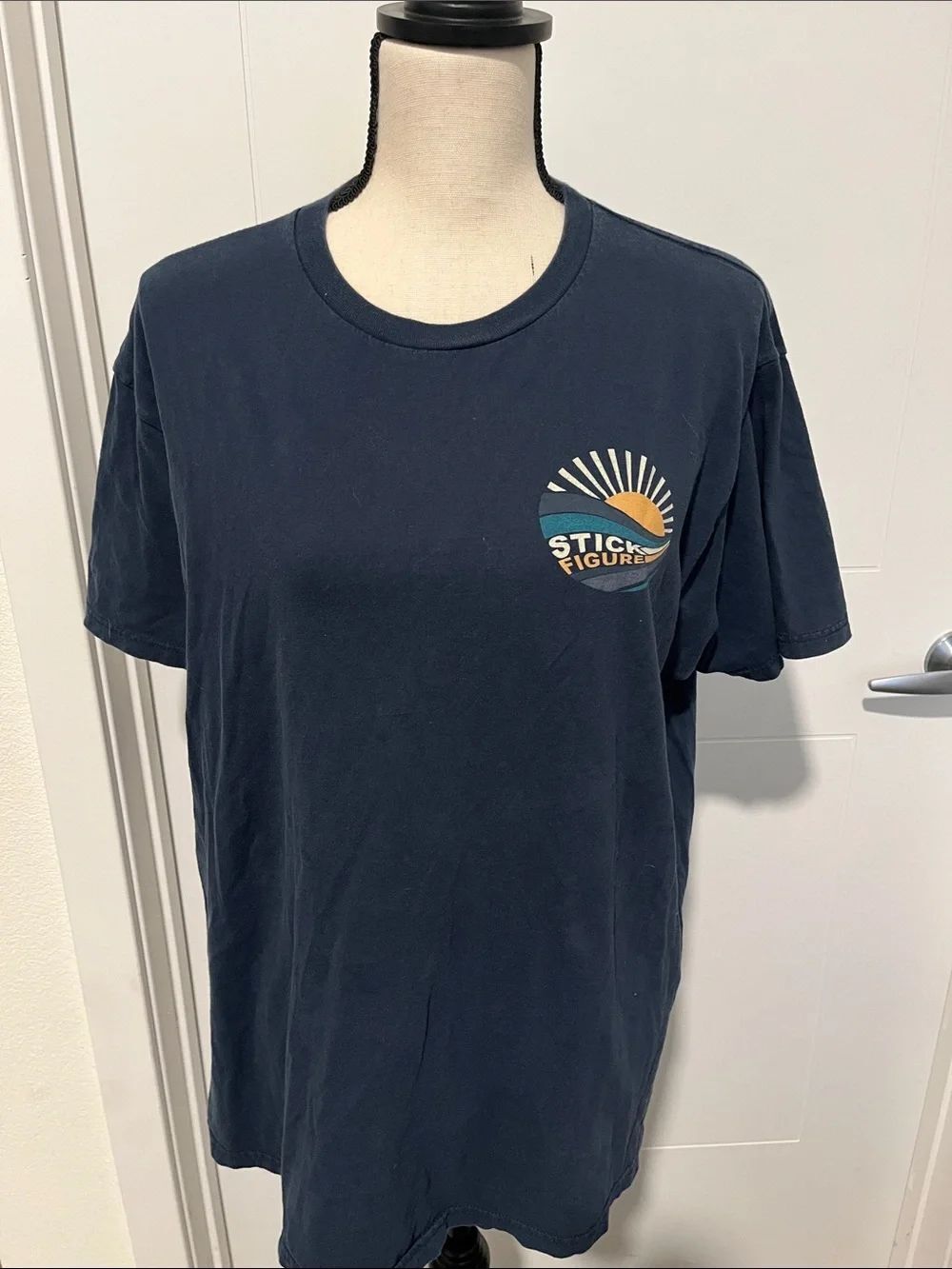 Stick Figure Music Band Blue Surfer Wave Graphic Design T-Shirt Concert